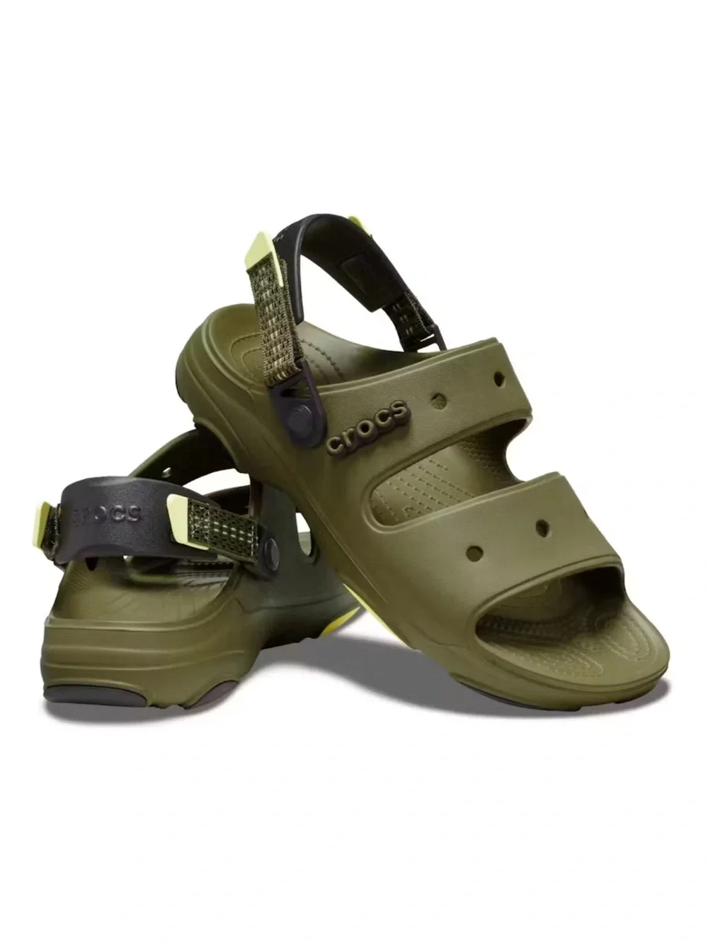 CROCS All Terrain Mens Sandals Olive Green Adjustable Heel Straps Size 11 207711